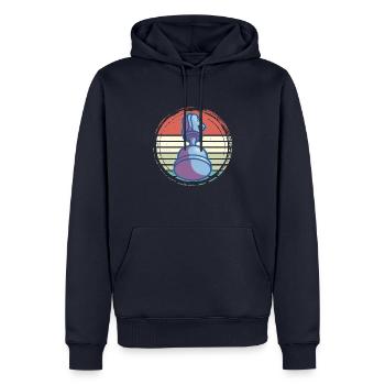 Pièce d’échecs vintage Pièce d’échecs rétro - Sweat à capuche Premium bio Homme - bleu marine - Devant - Nico (187cm)