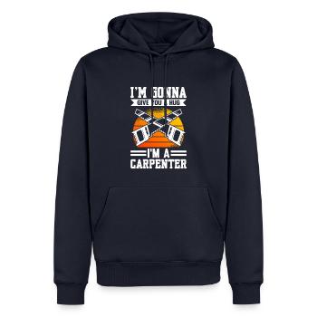 Je vais te faire un câlin Je suis un charpentier - Sweat à capuche Premium bio Homme - bleu marine - Devant - Nico (187cm)