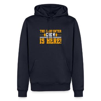 L’équipe de charpentier est là - Sweat à capuche Premium bio Homme - bleu marine - Devant - Nico (187cm)