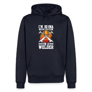 Je vais te faire un câlin Je suis un soudeur - Sweat à capuche Premium bio Homme - bleu marine - Devant - Nico (187cm)