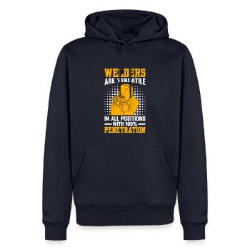 Les soudeurs sont polyvalents dans toutes les positions - Sweat à capuche Premium bio Homme - bleu marine - Devant - Nico (187cm)