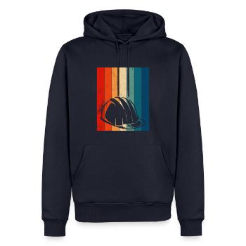 Retro Hard Hat Construction Worker - Männer Premium Bio Hoodie - Navy - Vorne - Nico (187cm)