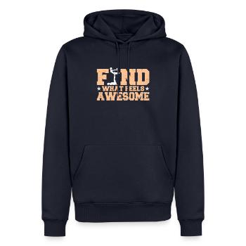 Funny Acroyoga Find What Feels Awesome Acro Yoga - Männer Premium Bio Hoodie - Navy - Vorne - Nico (187cm)