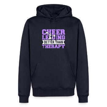Le cheerleading mieux que la thérapie - Sweat à capuche Premium bio Homme - bleu marine - Devant - Nico (187cm)