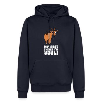 Meine Ziege Denkt, Ich Bin Cool - Männer Premium Bio Hoodie - Navy - Vorne - Nico (187cm)