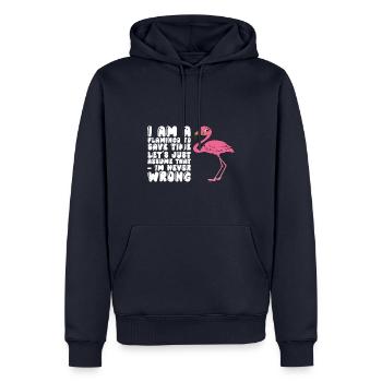 Drôle de flamant rose - Sweat à capuche Premium bio Homme - bleu marine - Devant - Nico (187cm)