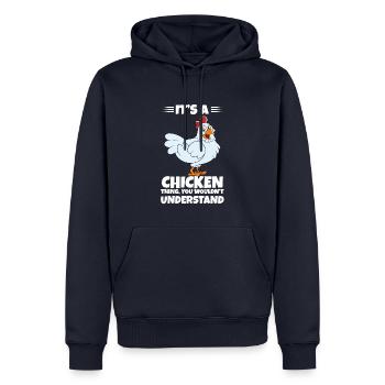 Lustiger Hühner Spruch Huhn - Männer Premium Bio Hoodie - Navy - Vorne - Nico (187cm)