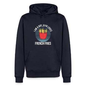 Frites amusantes Frites drôles - Sweat à capuche Premium bio Homme - bleu marine - Devant - Nico (187cm)