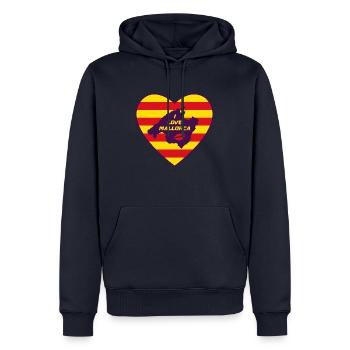 I Love Mallorca in den Farben der Islas Baleares - Männer Premium Bio Hoodie - Navy - Vorne - Nico (187cm)