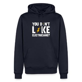 Électricien Dire Compagnon Électricien - Sweat à capuche Premium bio Homme - bleu marine - Devant - Nico (187cm)