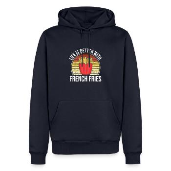 Frites drôles Frites amusantes - Sweat à capuche Premium bio Homme - bleu marine - Devant - Nico (187cm)