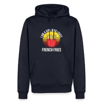 Frites drôles Frites drôles - Sweat à capuche Premium bio Homme - bleu marine - Devant - Nico (187cm)