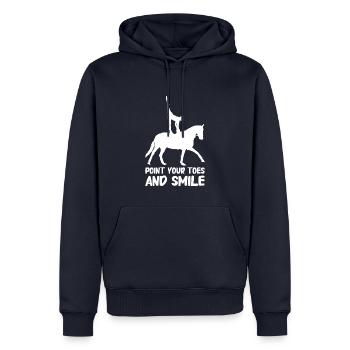 Voltige, équitation, dressage - Sweat à capuche Premium bio Homme - bleu marine - Devant - Nico (187cm)