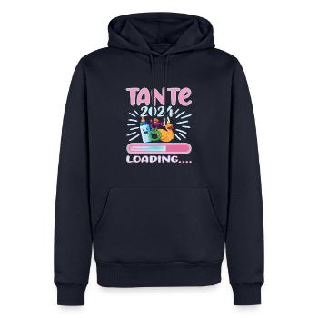Tante 2024 Loading Tante werden 2024 - Männer Premium Bio Hoodie - Navy - Vorne - Nico (187cm)