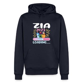 Zia 2024 Chargement Tante 2024 - Sweat à capuche Premium bio Homme - bleu marine - Devant - Nico (187cm)