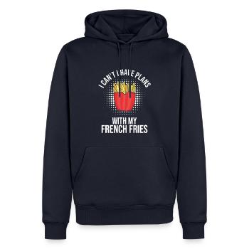 Frites drôles Frites drôles - Sweat à capuche Premium bio Homme - bleu marine - Devant - Nico (187cm)