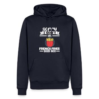 Frites drôles Frites drôles - Sweat à capuche Premium bio Homme - bleu marine - Devant - Nico (187cm)