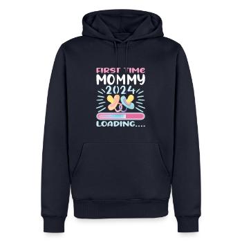 Maman 2024 Enceinte Maman Grossesse - Sweat à capuche Premium bio Homme - bleu marine - Devant - Nico (187cm)