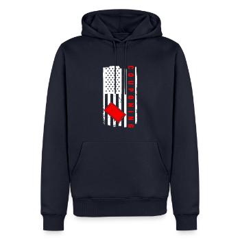 Coupon de points - Sweat à capuche Premium bio Homme - bleu marine - Devant - Nico (187cm)