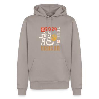 Chinese New Year Year Of The Dragon 2024 - Men’s Premium Organic Hoodie - taupe - Front - Nico (187cm)