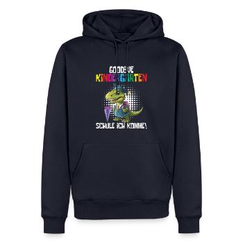 School Enrollment Dino Back to School - Men’s Premium Organic Hoodie - navy - Front - Nico (187cm)