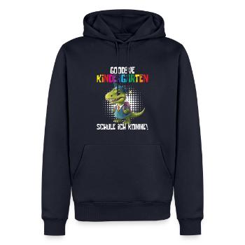School Enrollment Dino Back to School - Men’s Premium Organic Hoodie - navy - Front - Nico (187cm)