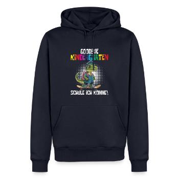School Enrollment Dino Back to School - Men’s Premium Organic Hoodie - navy - Front - Nico (187cm)