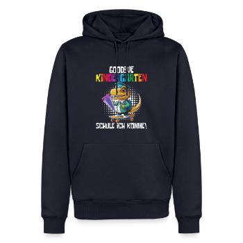 School Enrollment Dino Back to School - Men’s Premium Organic Hoodie - navy - Front - Nico (187cm)