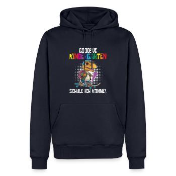 School Enrollment Dino Back to School - Men’s Premium Organic Hoodie - navy - Front - Nico (187cm)