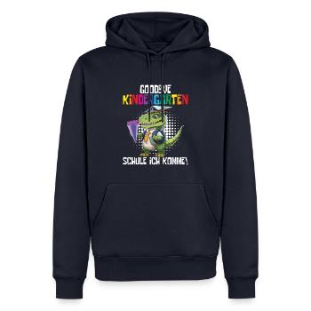 Inscription à l’école Dino Retour à l’école - Sweat à capuche Premium bio Homme - bleu marine - Devant - Nico (187cm)