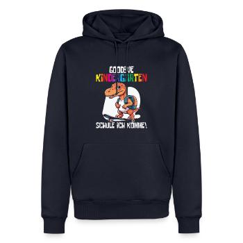Inscription à l’école Dino Retour à l’école - Sweat à capuche Premium bio Homme - bleu marine - Devant - Nico (187cm)