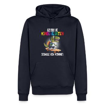 School Enrollment Dino Back to School - Men’s Premium Organic Hoodie - navy - Front - Nico (187cm)