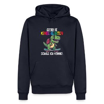 Schültüte Einschulung Dino Schulanfang - Männer Premium Bio Hoodie - Navy - Vorne - Nico (187cm)