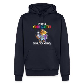 School Enrollment Dino Back to School - Men’s Premium Organic Hoodie - navy - Front - Nico (187cm)