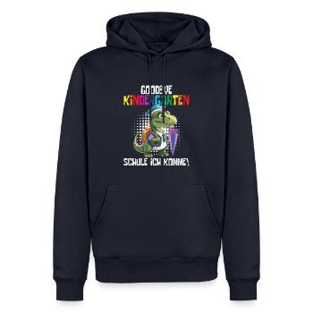 Schültüte Einschulung Dino Schulanfang - Männer Premium Bio Hoodie - Navy - Vorne - Nico (187cm)
