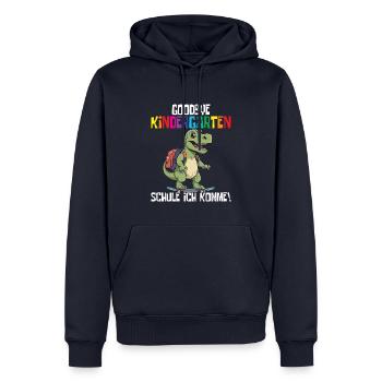 School Enrollment Dino Back to School - Men’s Premium Organic Hoodie - navy - Front - Nico (187cm)