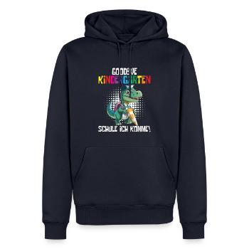 School Enrollment Dino Back to School - Men’s Premium Organic Hoodie - navy - Front - Nico (187cm)