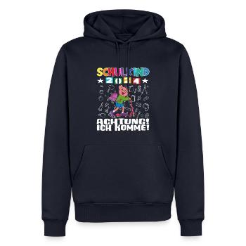 Inscription scolaire 2024 de l’école de la rentrée scolaire - Sweat à capuche Premium bio Homme - bleu marine - Devant - Nico (187cm)