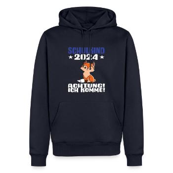 Inscription scolaire 2024 de l’école de la rentrée scolaire - Sweat à capuche Premium bio Homme - bleu marine - Devant - Nico (187cm)
