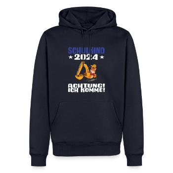 Inscription scolaire 2024 de l’école de la rentrée scolaire - Sweat à capuche Premium bio Homme - bleu marine - Devant - Nico (187cm)