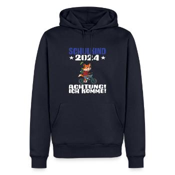Inscription scolaire 2024 de l’école de la rentrée scolaire - Sweat à capuche Premium bio Homme - bleu marine - Devant - Nico (187cm)