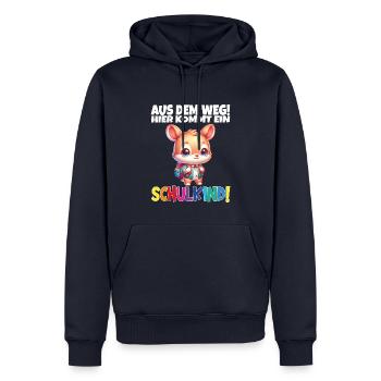 Inscription scolaire 2024 de l’école de la rentrée scolaire - Sweat à capuche Premium bio Homme - bleu marine - Devant - Nico (187cm)
