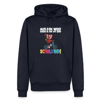 Inscription scolaire 2024 de l’école de la rentrée scolaire - Sweat à capuche Premium bio Homme - bleu marine - Devant - Nico (187cm)