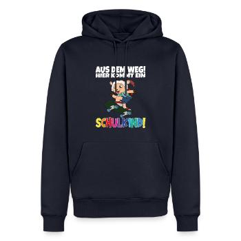 Inscription scolaire 2024 de l’école de la rentrée scolaire - Sweat à capuche Premium bio Homme - bleu marine - Devant - Nico (187cm)