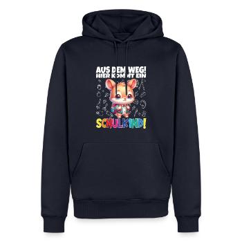Inscription scolaire 2024 de l’école de la rentrée scolaire - Sweat à capuche Premium bio Homme - bleu marine - Devant - Nico (187cm)