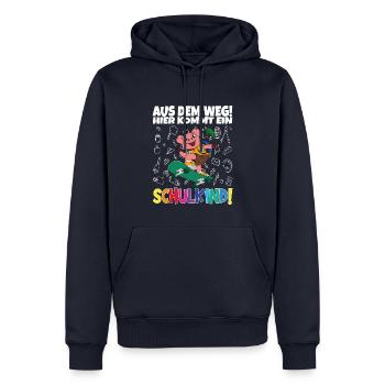 Inscription scolaire 2024 de l’école de la rentrée scolaire - Sweat à capuche Premium bio Homme - bleu marine - Devant - Nico (187cm)