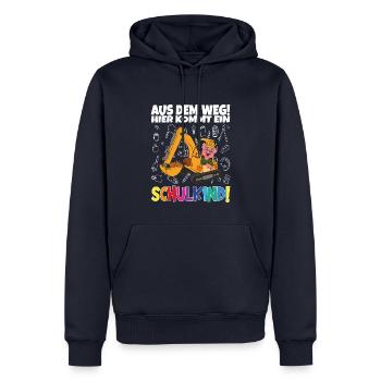 Inscription scolaire 2024 de l’école de la rentrée scolaire - Sweat à capuche Premium bio Homme - bleu marine - Devant - Nico (187cm)