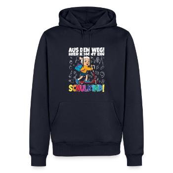 Inscription scolaire 2024 de l’école de la rentrée scolaire - Sweat à capuche Premium bio Homme - bleu marine - Devant - Nico (187cm)