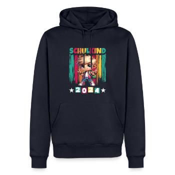 Inscriptions scolaires des élèves du primaire 2024 - Sweat à capuche Premium bio Homme - bleu marine - Devant - Nico (187cm)