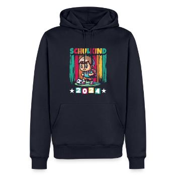 Inscriptions scolaires des élèves du primaire 2024 - Sweat à capuche Premium bio Homme - bleu marine - Devant - Nico (187cm)